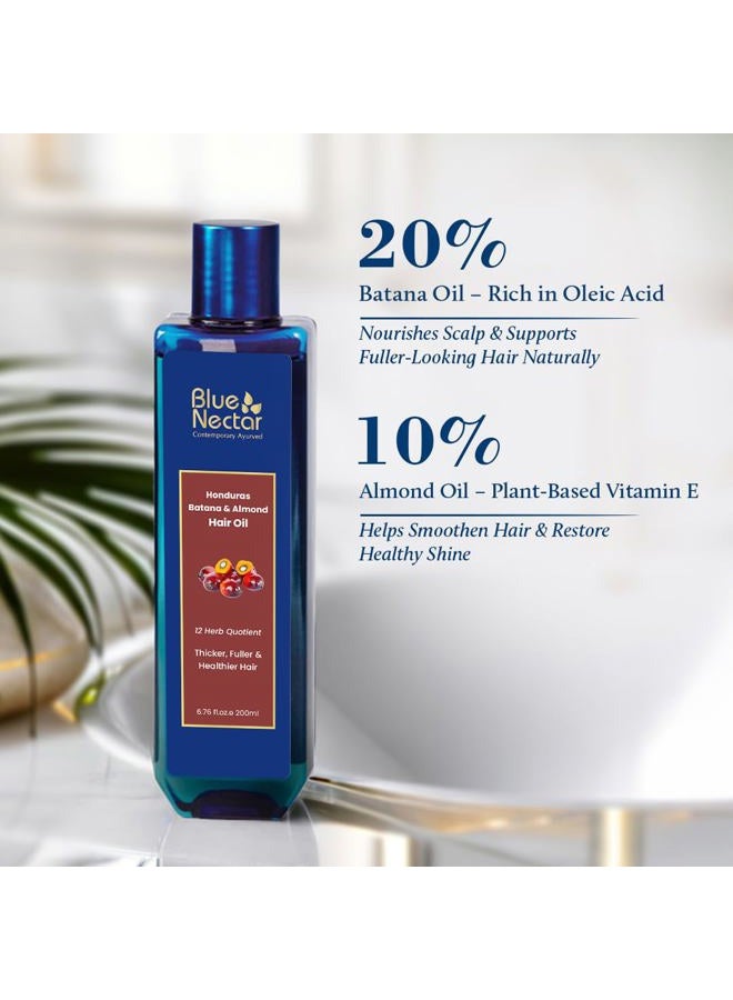 Blue Nectar Batana Oil for Thicker Hair | Pure Honduras Batana for Hair Growth with Organic Almond| Ayurvedic Hair Growth Oil for Stronger Hair (12 Herbs, 200 ml) - Image 3
