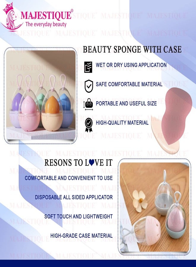 Majestique Blender Beauty Makeup Sponge With Holder Case | Travel Cover for Foundation, Blending Cream, Setting Powder | Multi-colored (2 Pieces) - Image 3
