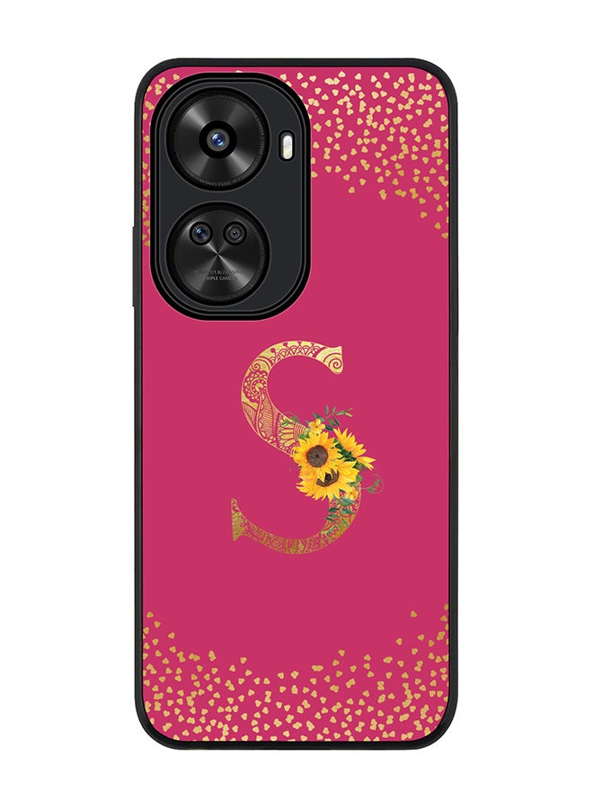 Stylizedd Rugged Black edge case for Huawei nova 12 SE / Huawei nova 11 SE 4G,Custom Monogram Initial Letter Floral Pattern Alphabet - S (Deep Pink Rose)  - Image 1