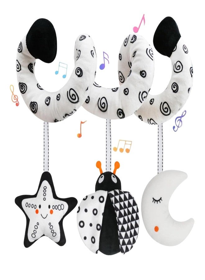 kizh Baby Hanging Stroller and Car Seat Toys High Contrast Baby Toys for Newborn Black and White Sensory Plush Activity Toy for Babies 0-6 Months-Bug - Image 1