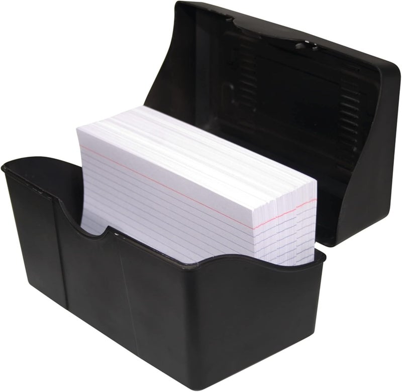 Advantus Plastic Card File Organizer, 4" x 6", 300-Card Capacity, Black - Image 1