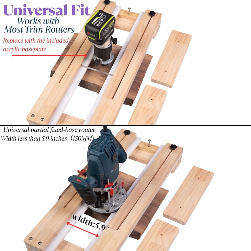 Neeho Router Sled Flattening Jig for Wood Slabs, Adjustable Router Planing Sled Kit with Acrylic Baseplate, Smooth Plastic Tracks, Fits Most Trim Routers,Perfect for Flattening Cutting Boards & Epoxy Tables - Image 2