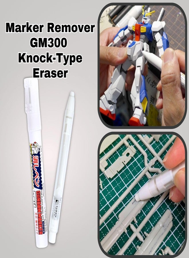 Someie GSI Creos Gundam Marker Pour Type GM301 Black & GM302 Gray & Eraser Pen GM300 & Knock-Type Eraser　Flow-in Type Panel Lining Pens - Image 3
