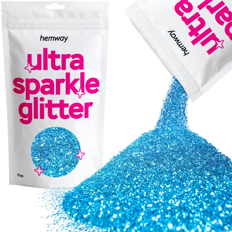Hemway Premium Ultra Sparkle Glitter Multi Purpose Metallic Flake for Arts Crafts Nails Cosmetics Resin Festival Face Hair  Ocean Blue  Fine 164 0015 04mm 100g  35oz