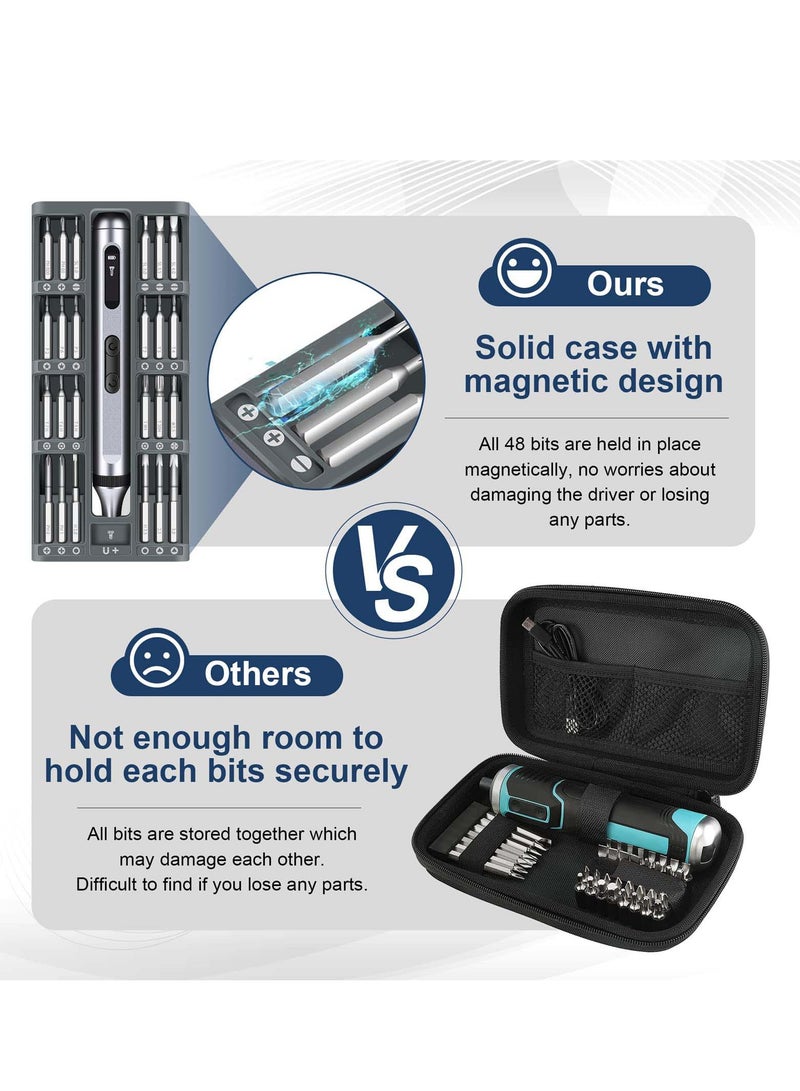 51 in 1 Mini Electric Precision Screwdriver Set USB-C Rechargeable Portable Precision Cordless Set with 48 Magnetic Bits - LED Lights for Repair Tool for Laptop Phone PC Camera  - Image 5