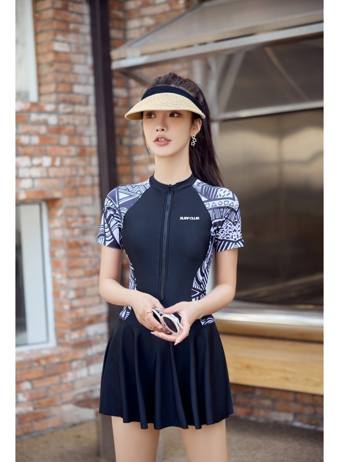 Sports One-piece Swimsuit Ladies Conservative Women's Slim Plus Size Hot Spring Swimsuit New Skirt Women's Swimwear