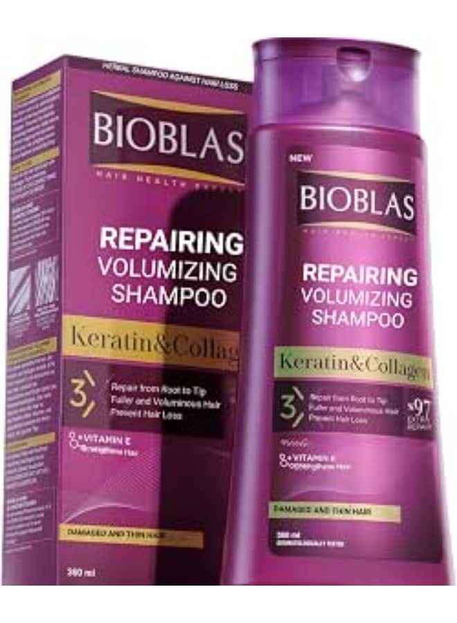 Bioblas Collagen & Keratin Shampoo 360ml for Weak and Damaged Hair, Strengthening & Hair Repair Care - Image 1