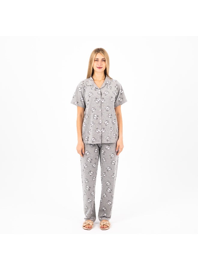 zecotex  Women’s Classic Cut 1/2 Sleeve Cotton Pajama Set – Button Down Top & Long Pants – Soft Breathable Lightweight Sleepwear Loungewear  - Image 1