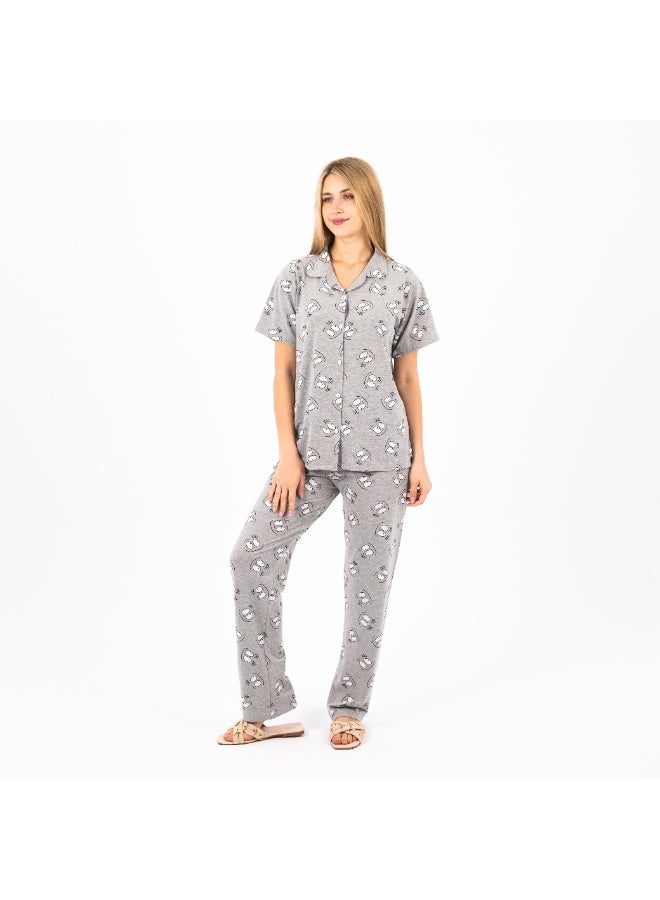 zecotex  Women’s Classic Cut 1/2 Sleeve Cotton Pajama Set – Button Down Top & Long Pants – Soft Breathable Lightweight Sleepwear Loungewear  - Image 3