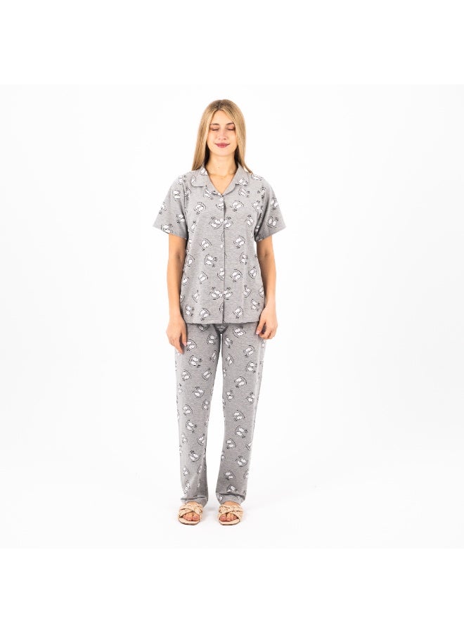zecotex  Women’s Classic Cut 1/2 Sleeve Cotton Pajama Set – Button Down Top & Long Pants – Soft Breathable Lightweight Sleepwear Loungewear  - Image 2