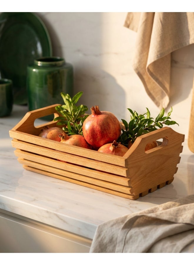 Casa Home Beech Wood Fruit Holder Serving Stand for Kitchen Countertop Dining Table Decor 26x40x15 cm - Image 3