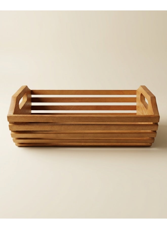 Casa Home Beech Wood Fruit Holder Serving Stand for Kitchen Countertop Dining Table Decor 26x40x15 cm - Image 1