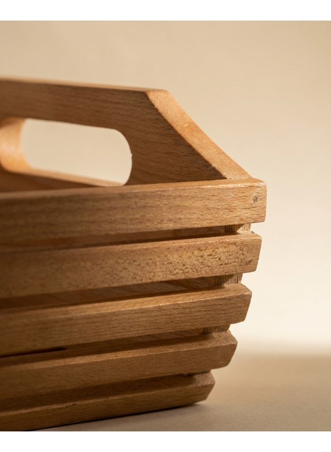 Casa Home Beech Wood Fruit Holder Serving Stand for Kitchen Countertop Dining Table Decor 26x40x15 cm - Image 2