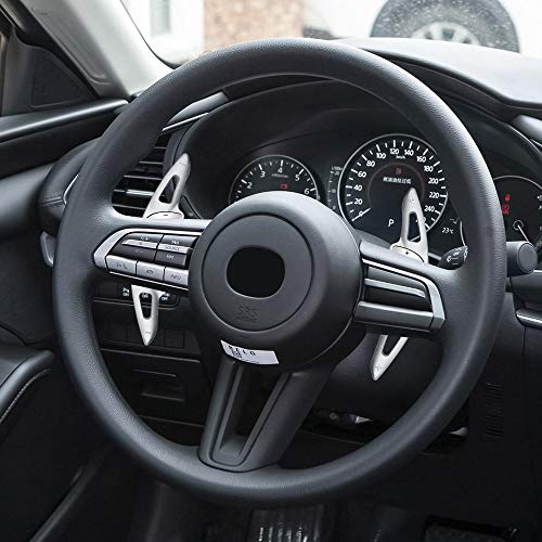 SANRILY Aluminum Alloy Steering Wheel Paddle Shifter Extension for Mazda3 Axela 2020-2021, Silver - Image 5