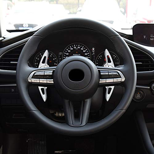 SANRILY Aluminum Alloy Steering Wheel Paddle Shifter Extension for Mazda3 Axela 2020-2021, Silver - Image 4