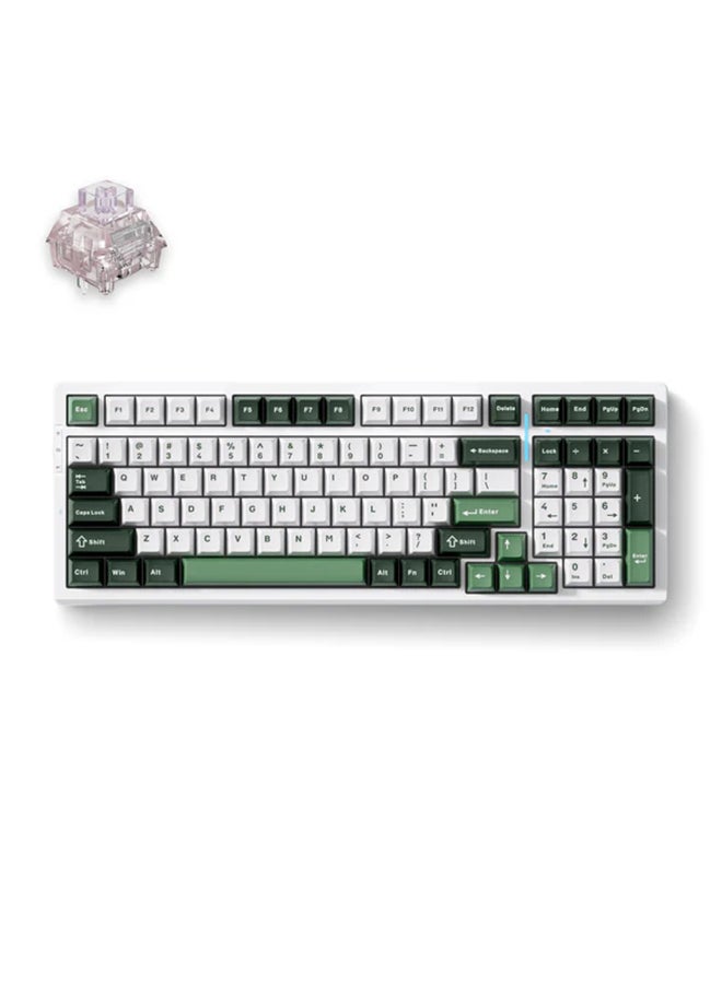 G98 لوحة مفاتيح ميكانيكية 98% – أخضر بحري، مفاتيح Firefly Night، تركيب جازكيت، قابلة للتبديل الساخن، اتصال 2.4GHz/BT/سلكي، بطارية 10000mAh، مفاتيح PBT مزدوجة النقش من Cherry، PCB بسمك 1.2mm، دوران N-Key، قطن عازل PO، لوحة PC بقطع مرن، إضاءة RGB موجهة نحو الجنوب، دعم HUB، متوافقة مع Windows/Mac/Linux | MC-G98-6