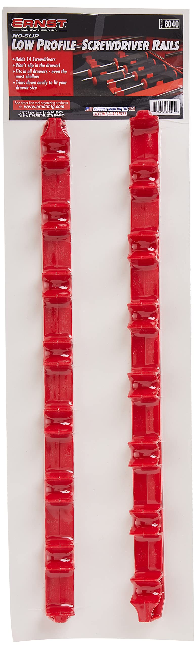 Ernst Manufacturing 6040 No-Slip Low-Profile Screwdriver Rail Set, 14 Tool, Red - Image 5
