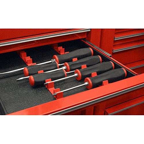 Ernst Manufacturing 6040 No-Slip Low-Profile Screwdriver Rail Set, 14 Tool, Red - Image 2