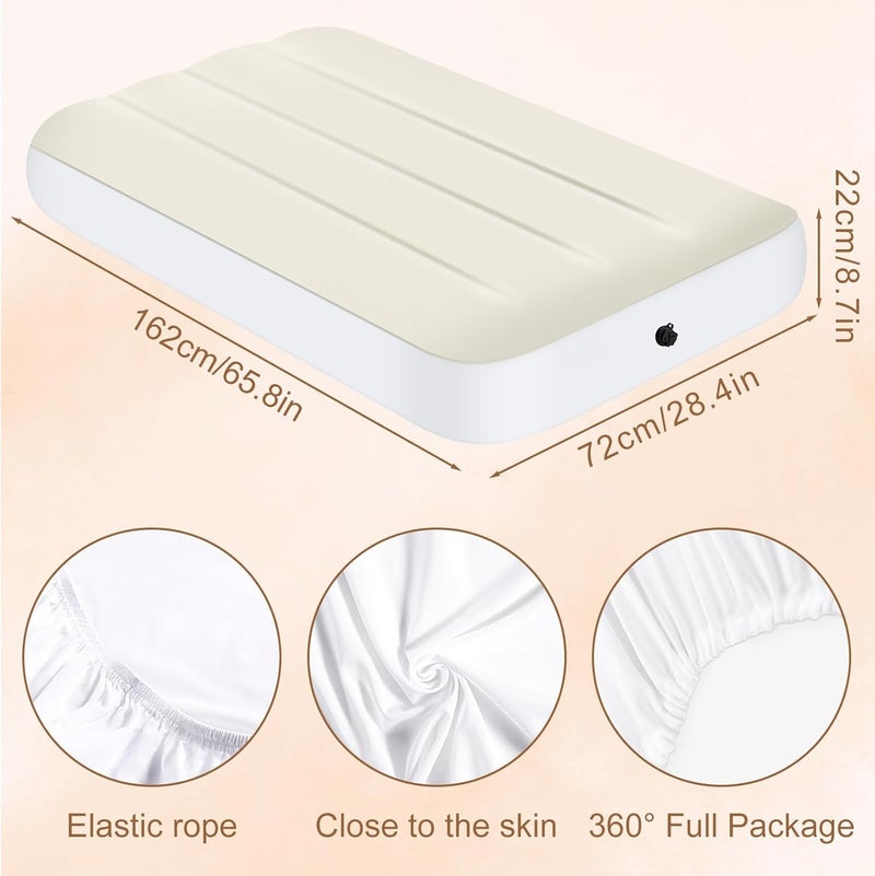 PLULON PLULON Kids Air Mattress with White Fitted Sheets Inflatable Bed 63288 inches Airbed Inflatable Mattress Sheet for Kids Sleepover Tent Slumber Party Camping Sleeping Pad Teepee Tent Air Mattress  - Image 2