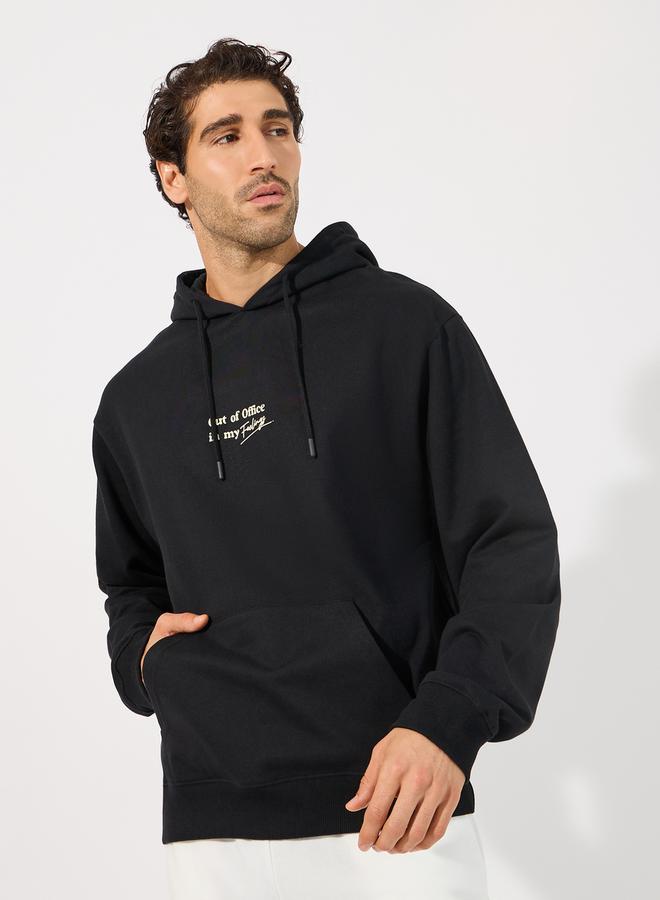 Styli Minimal Chest Print Relaxed Fit Hoodie - Image 1