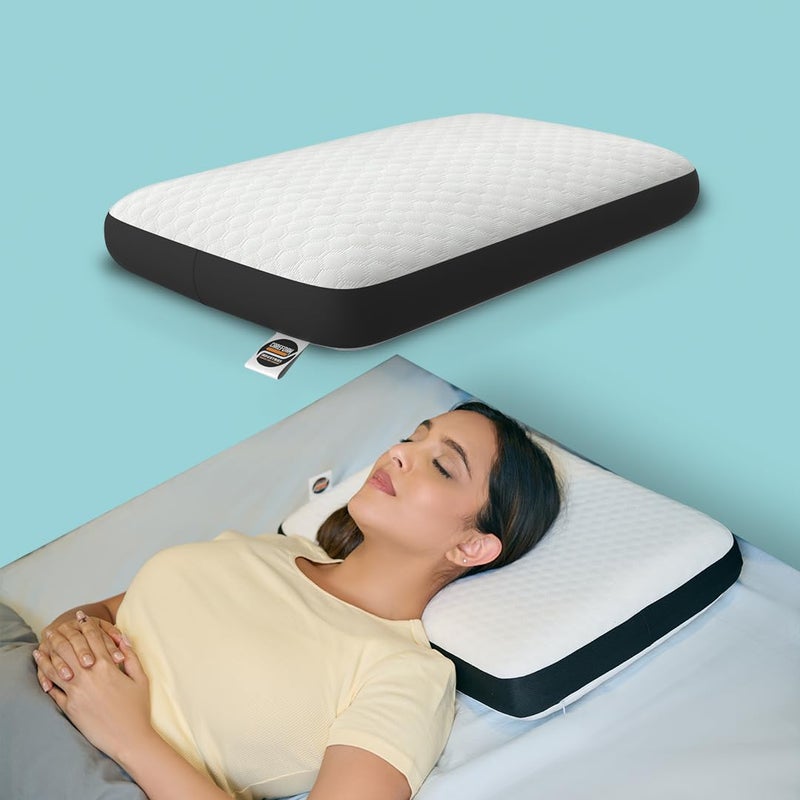 CareFoam وسادة كير فوم الطبية من ميموري فوم لنوم مريح وتخفيف آلام الرقبة والكتف مع غطاء جاكار أبيض قابل للإزالة بسحاب 20 × 13 × 4 بوصة عبوة من 2 - Image 1