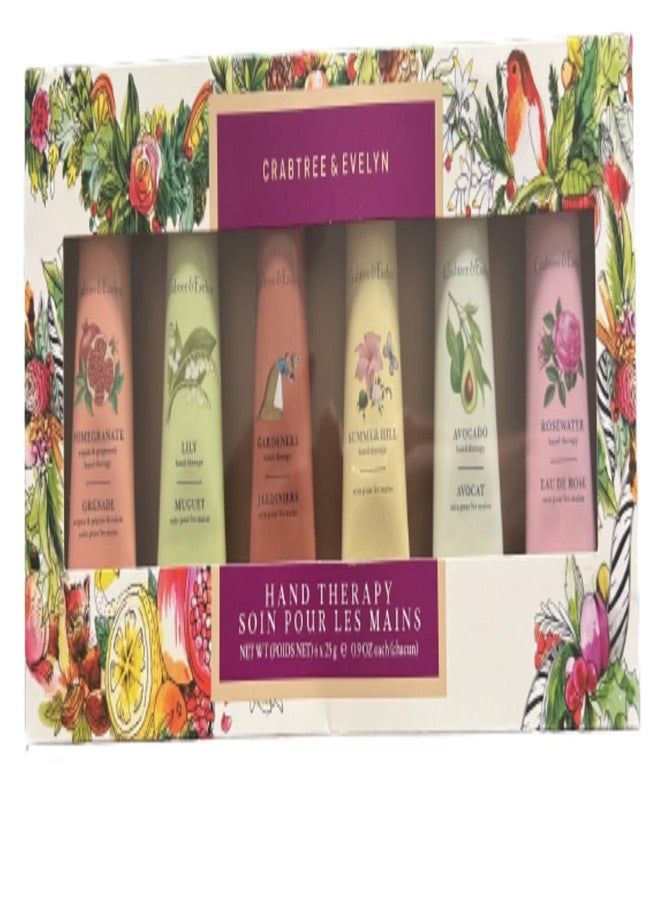 Crabtree & Evelyn Crabtree And Evelyn 6 pc Hand Therapy Set .9 Oz each Pomegranate, Lily, Gardner's, Summer Hill, Avocado, Rosewater Hand lotion - Image 1