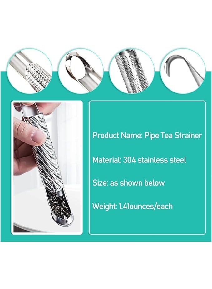 3-in-1 Stainless Steel Tea Infuser Set - Stick Pipe Infuser with Brush and Hook for Loose Tea Leaves  - Image 3