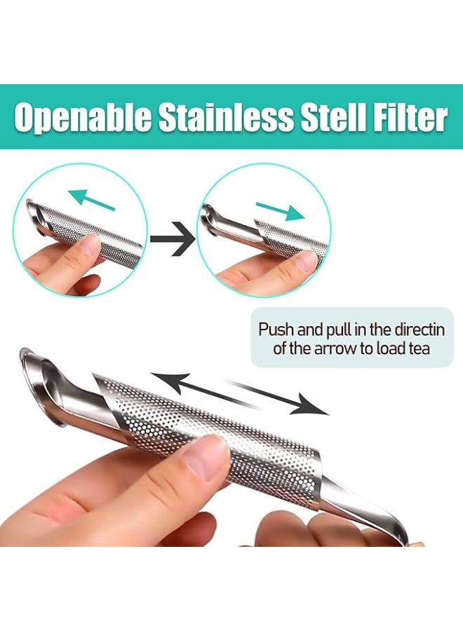 3-in-1 Stainless Steel Tea Infuser Set - Stick Pipe Infuser with Brush and Hook for Loose Tea Leaves  - Image 2