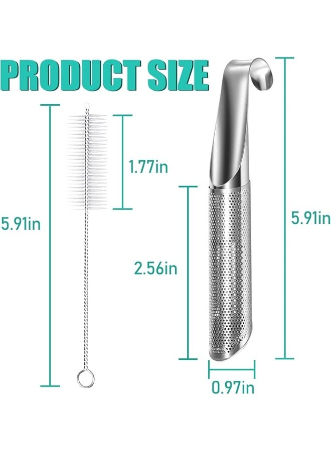 3-in-1 Stainless Steel Tea Infuser Set - Stick Pipe Infuser with Brush and Hook for Loose Tea Leaves  - Image 4