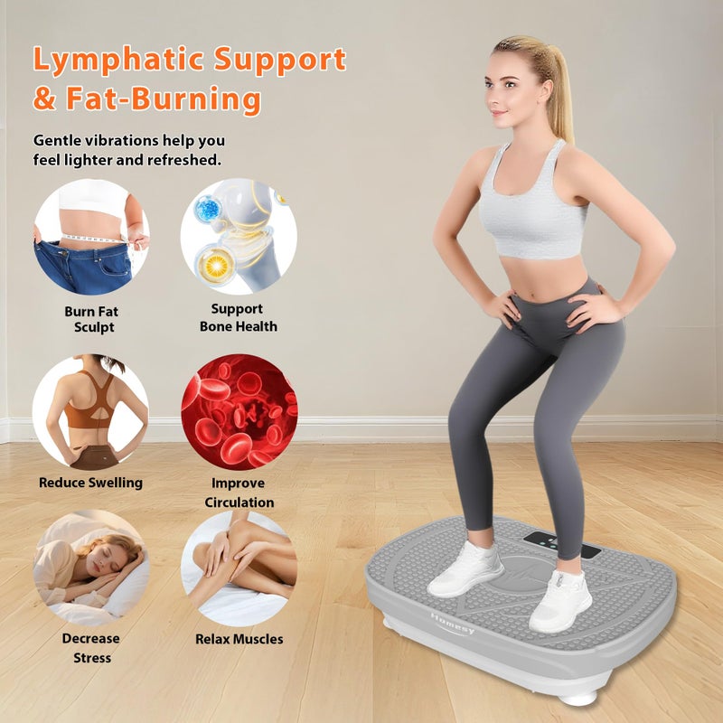 Homesy Vibration Platform Exercise Machine â€“ Whole Body Workout, Fat-Burning & Lymphatic Support, Includes Remote and Resistance Bands, Shake Plate for Home Fitness and Fat Burning for Women Men, Grey - Image 2