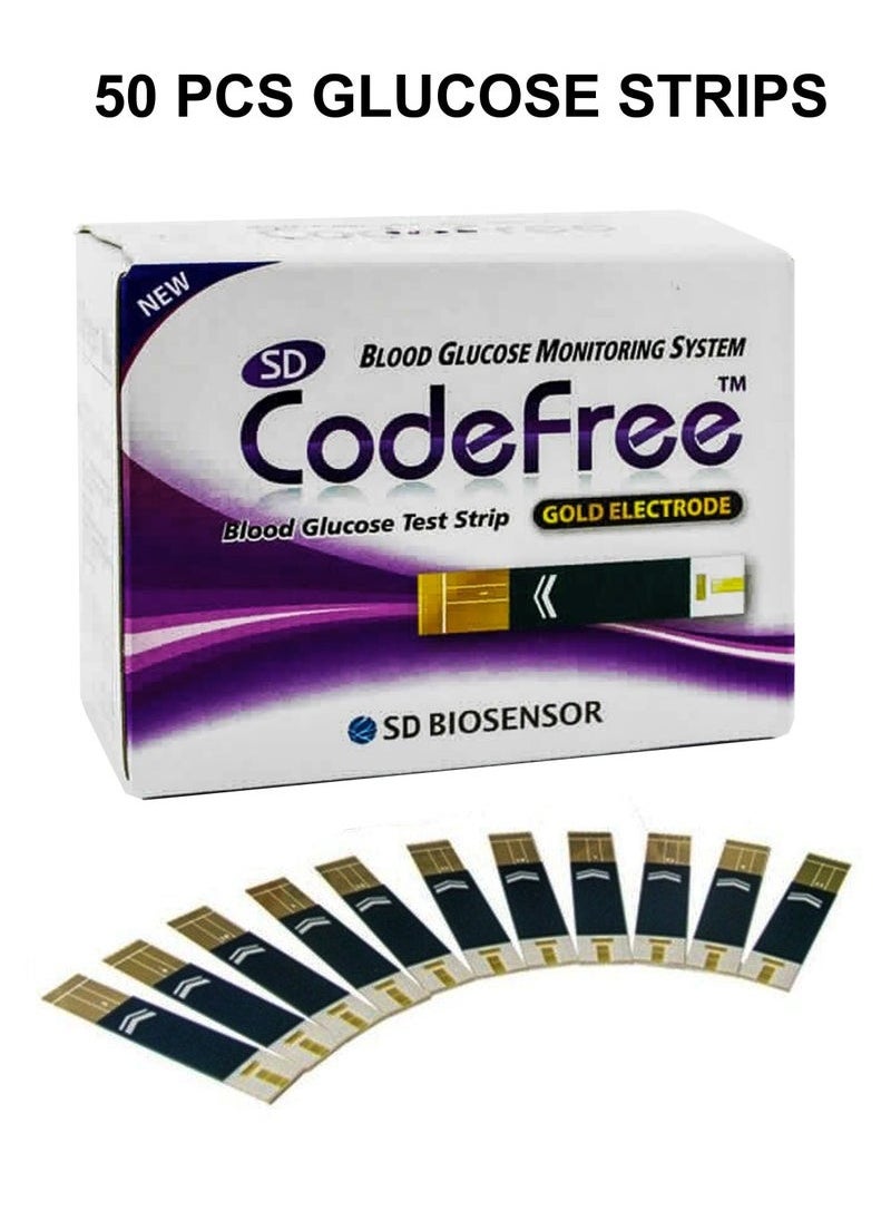 جهاز استشعار حيوي SD شرائط اختبار نسبة السكر في الدم SD Code Free 50 شريطًا 