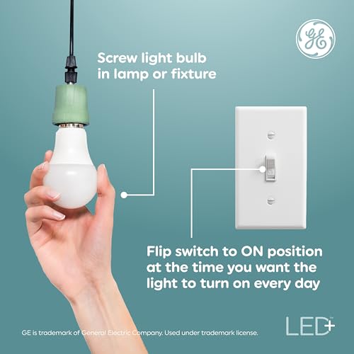 GE LED+ Timer A19 LED Light Bulbs, Built-in Automatic Indoor Timer Light, 8W, Soft White (4 Pack) - Image 4