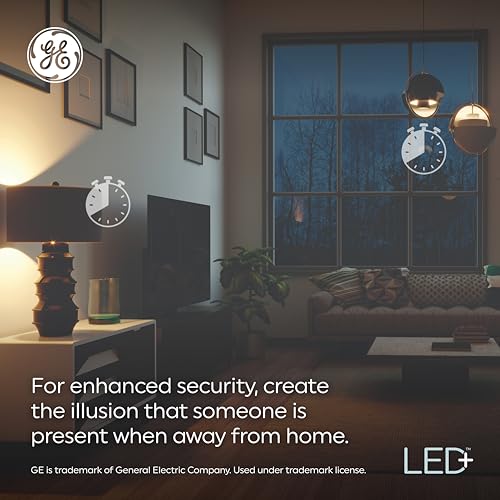 GE LED+ Timer A19 LED Light Bulbs, Built-in Automatic Indoor Timer Light, 8W, Soft White (4 Pack) - Image 5