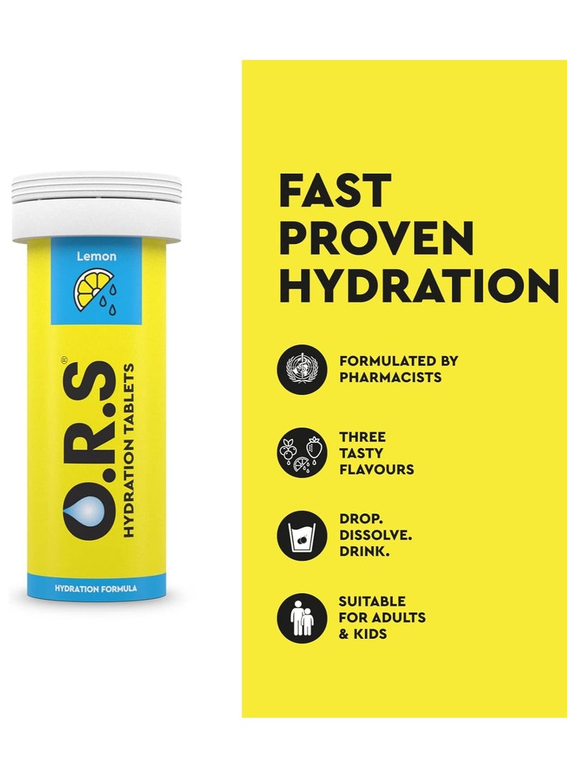 O.R.S - ORS Hydration Tablets with Electrolytes, Vegan, Gluten and Lactose Free Formula - Natural Lemon Flavor - 12 Count Pack of 6 - Image 1