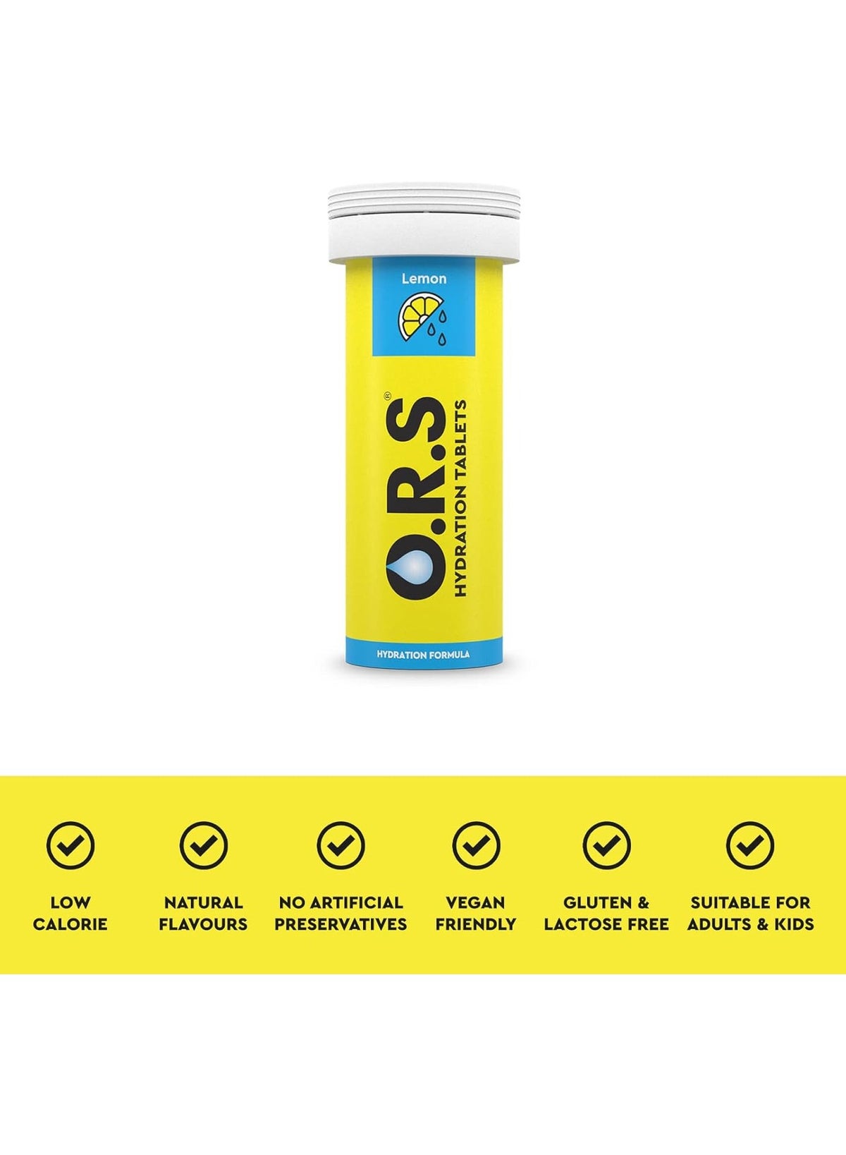 Ors Hydration Tablets With Electrolytes, Vegan, Gluten And Lactose Free Formula - Natural Lemon Flavor - 12 Count Pack Of 6