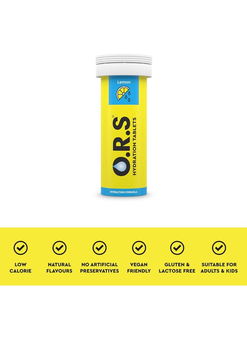 O.R.S - ORS Hydration Tablets with Electrolytes, Vegan, Gluten and Lactose Free Formula - Natural Lemon Flavor - 12 Count Pack of 6 - Image 1