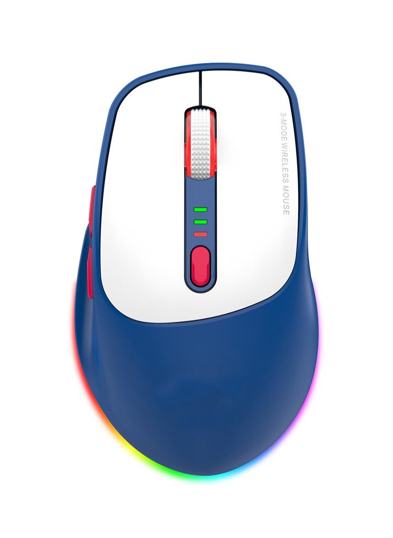 ARNOTEC ماوس ألعاب ثلاثي الأوضاع RGB مضيء، بطارية ليثيوم 500 أمبير في الساعة، معدل إرجاع 1 كيلو، 4800 نقطة في البوصة، سلكي، نوع C، لاسلكي، 2.4 جيجا هرتز، بلوتوث، طريقة اتصال بثلاثة أوضاع، لعبة مكتب، عالمي، عصري، لون لاسلكي  - Image 1