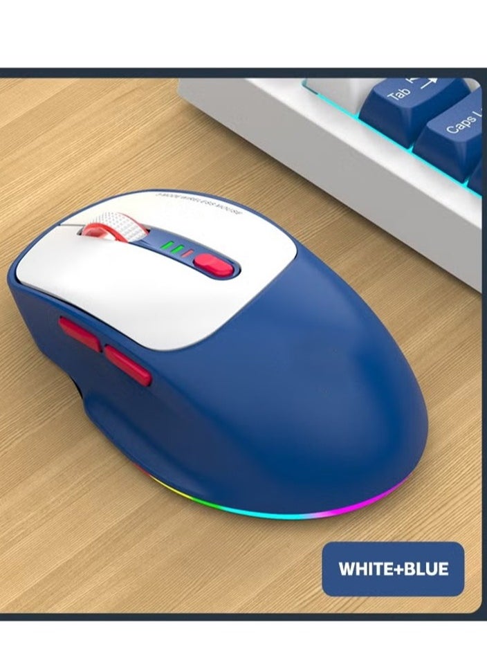 Triple-mode mouse RGB luminous gaming mouse 500Amh lithium battery charging 1K return rate 4800DPI wired TYPE C wireless 2.4G Bluetooth three modes connection method office game universal fashion color wireless