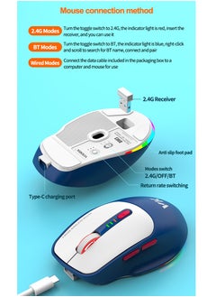 ARNOTEC Triple-mode mouse RGB luminous gaming mouse 500Amh lithium battery charging 1K return rate 4800DPI wired TYPE C wireless 2.4G Bluetooth three modes connection method office game universal fashion color wireless  - Image 5