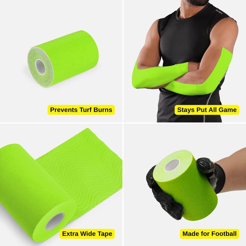 SLEEFS Hot Green Turf Tape Football - Extra Wide Waterproof Sports Athletic Tape - Flexible Breathable Ultra Sticky for Arms, Wrists, Ankles, Injuries - Lacrosse, Soccer, Baseball, Basketball - Image 5