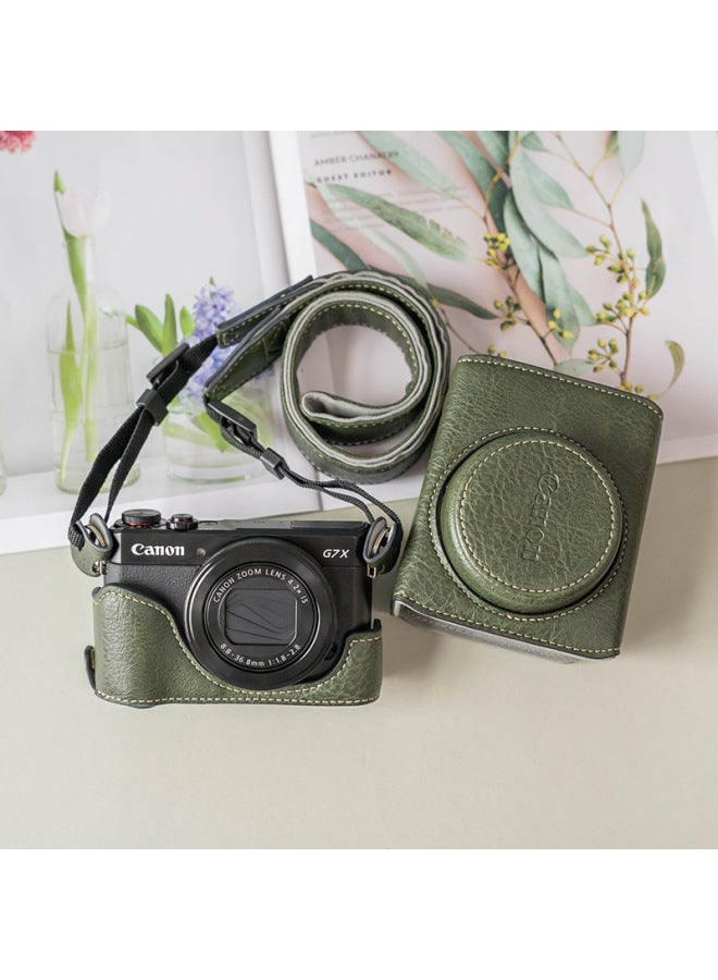 Canon G7x3 Protective Case G7x2 Camera Bag G7X Protective Case Base Leather Case Micro Single Camera Accessories Camera Case-Color:Brown G7x3/g7x2 Lychee Pattern Protective Cover - Image 5