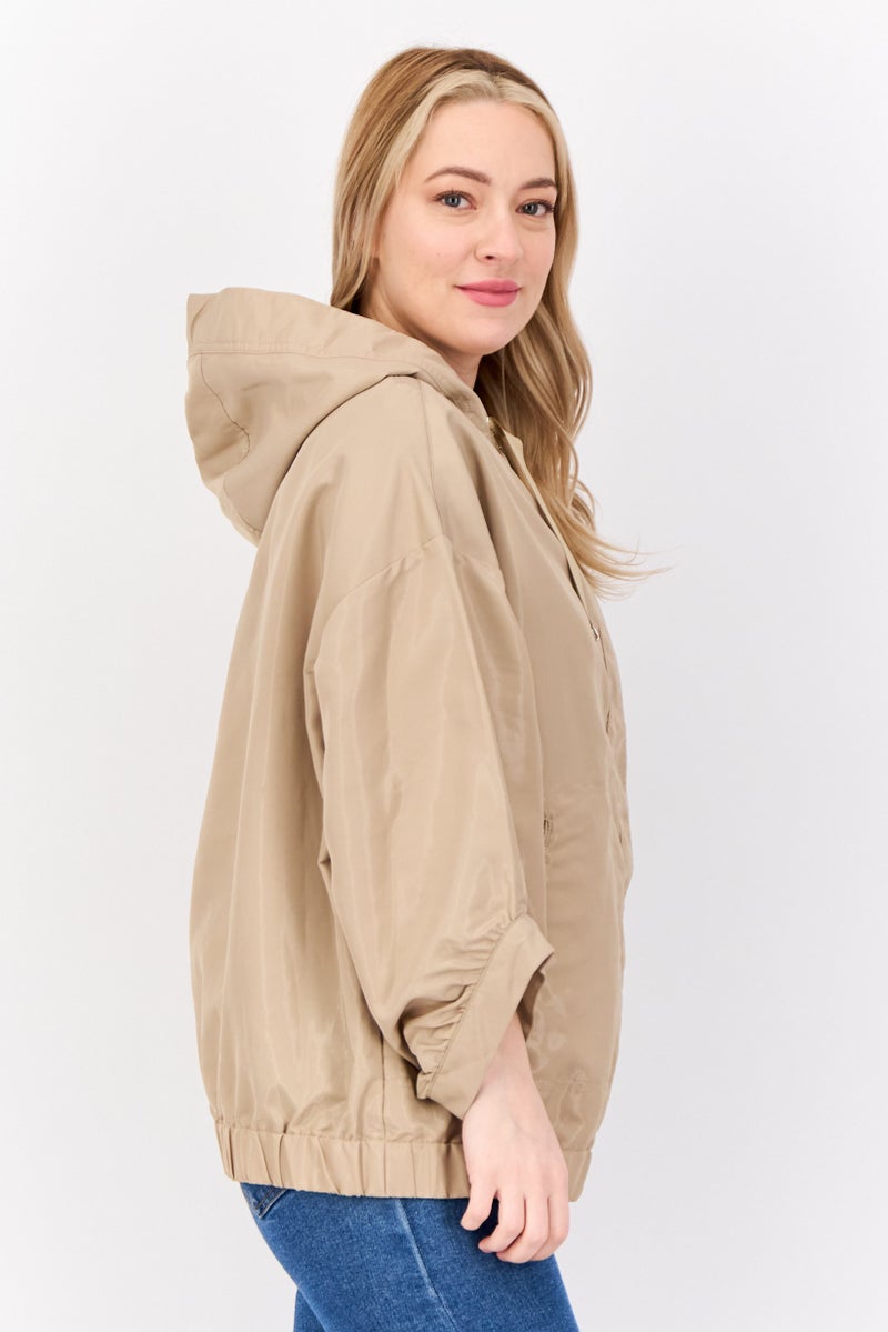 GEOX Women Brand Logo Parka jacket, Beige - Image 4