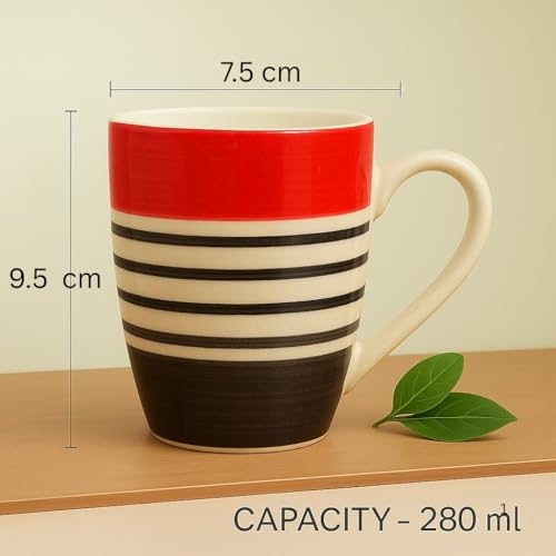 KITTENS® Top Red Porcelain Coffee Mug Set of 6 – 280ml Each – Handcrafted & Handpainted – Microwave, Dishwasher & Freezer Safe – Bone Ash Free – Food Grade – Ideal for Home, Office & Gifting - Image 3