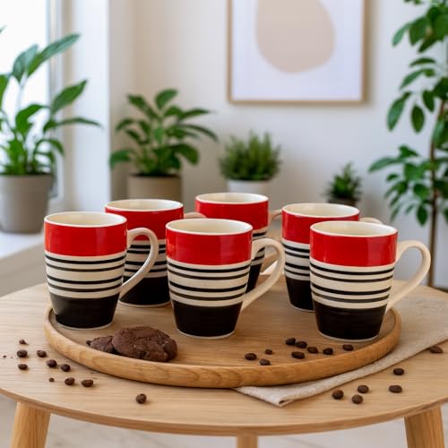 KITTENS® Top Red Porcelain Coffee Mug Set of 6 – 280ml Each – Handcrafted & Handpainted – Microwave, Dishwasher & Freezer Safe – Bone Ash Free – Food Grade – Ideal for Home, Office & Gifting - Image 4