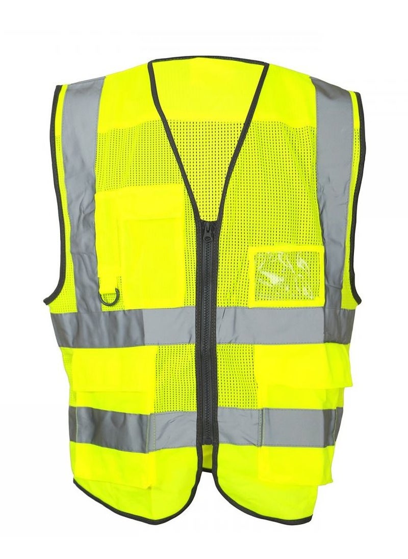 Freedom Reflective Multi Pocket Vest Hi Vis Yellow  - Image 1