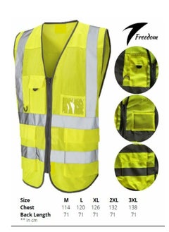 Freedom Reflective Multi Pocket Vest Hi Vis Yellow  - Image 4