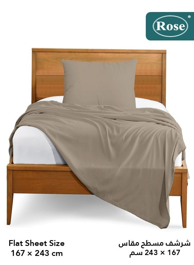 Rose Rose Luxurious Plain Flat Sheet and Pillow Case, Bed Sheet 2-Pieces Set, Soft & Cozy Microfiber Breathable and Cooling, Twin / Extra Twin Size 243x167 cm, Mocha  - Image 3
