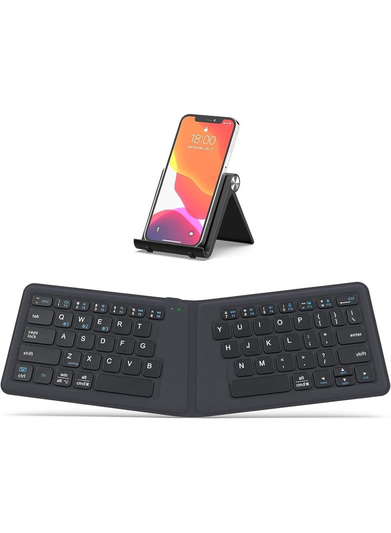 Excefore Portable Keyboard, BK06 Foldable Bluetooth Keyboard, Multi-Device Wireless Folding Keyboard, Ultra Slim Ergonomic Design with Stand Holder for iPhone, iPad, Smartphone, Tablet, Laptop - Image 1