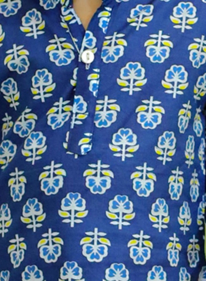 Bownbee Boys Pure Cotton Dhoti Kurta Set for Boys, Full Sleeve Kurta & Printed Dhoti Set for Baby Boys, Traditional Ethnic Wear for Kids Boy, Ideal for all Festivals (Indigo, 1-2 Years) - Image 3
