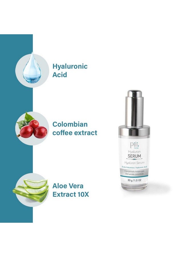 Pili Hyaluronic Serum | Concentrated Hyaluronic Acid Serum With Aloe Vera And Coffee Extract | Best Anti Aging Antiwrinkle Formula For Face Suero Concentrado De Acido Hialuronico| 1 Oz - Image 2